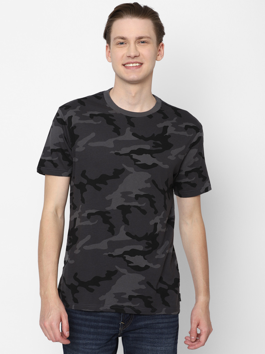

AMERICAN EAGLE OUTFITTERS Camouflage Printed Casual T-shirt, Grey