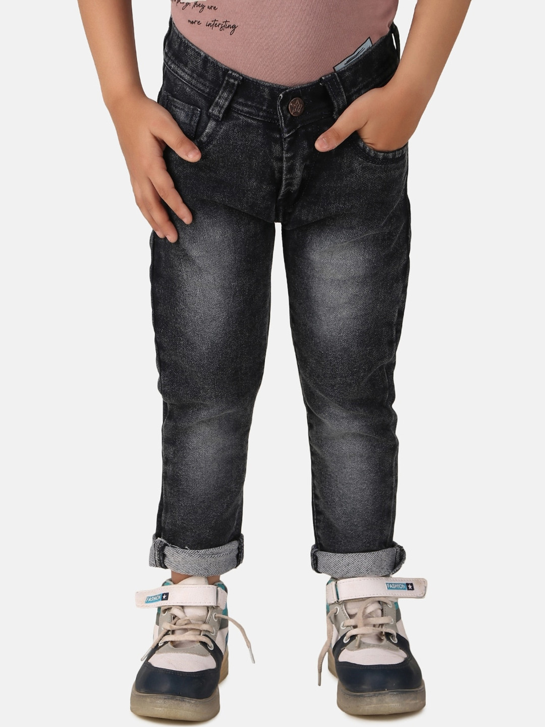 

BAESD Boys Slim Fit Light Fade Clean Look Cotton Jeans, Black