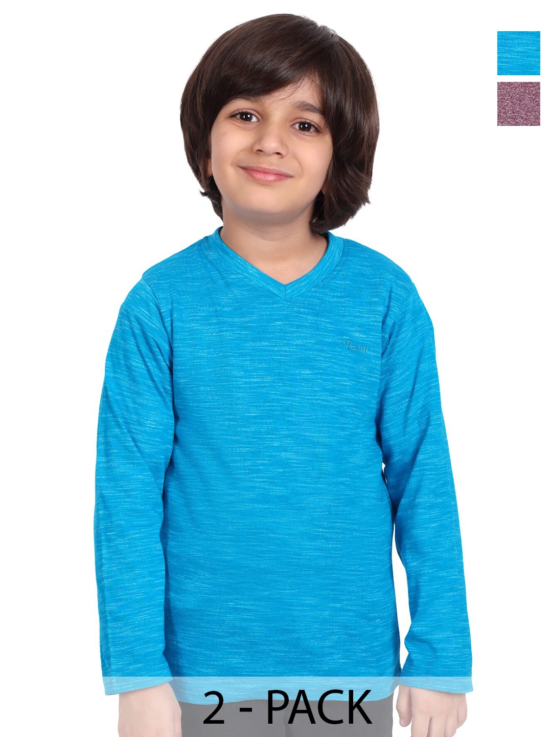 

BAESD Boys Pack of 2 V Neck Full Sleeve Cotton Tshirt, Blue