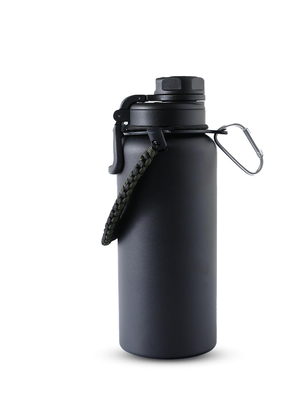 

The Better Home Black Stainless Steel Water Bottle With Rope & Carabiner 960 ml