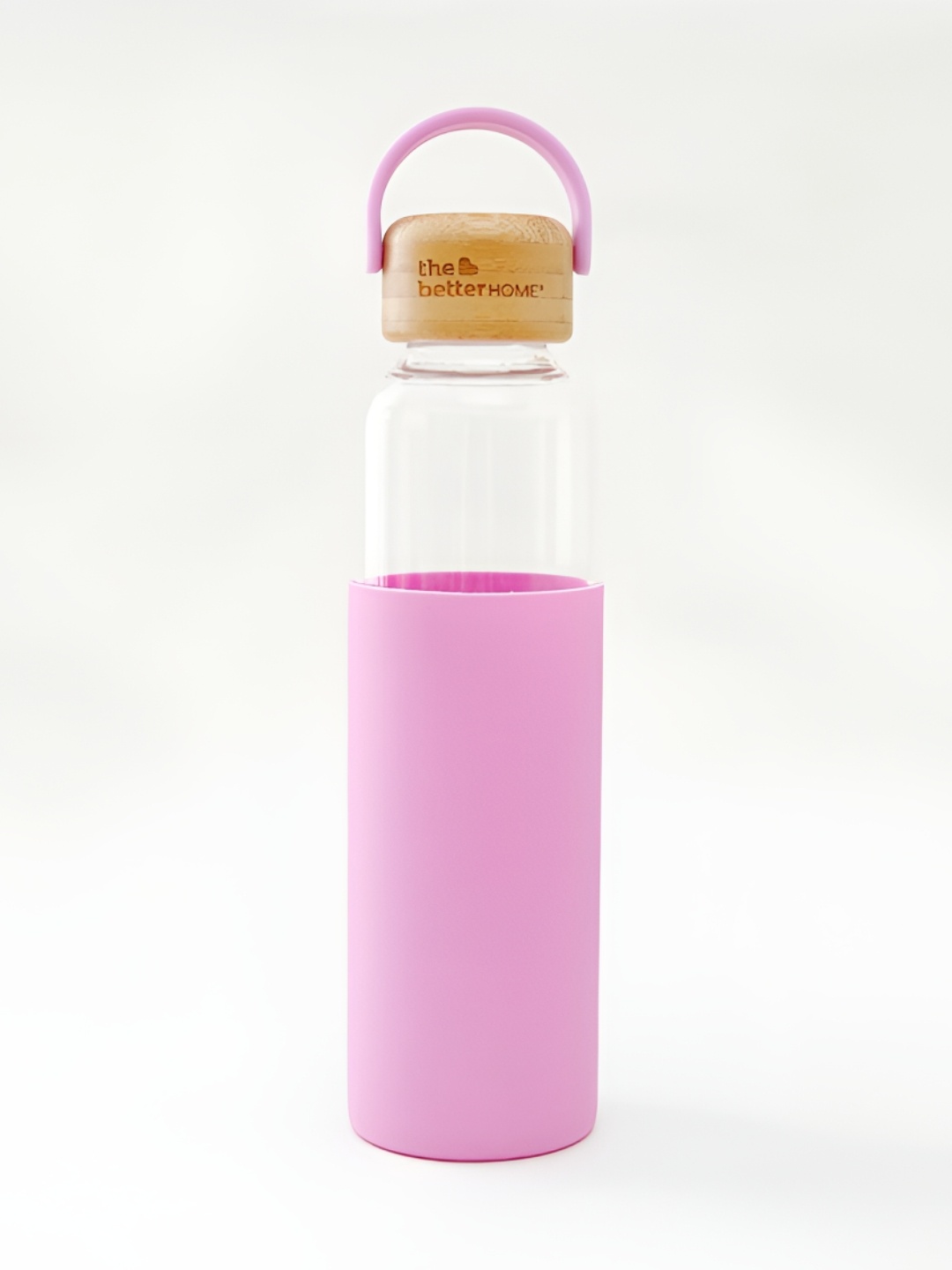 

The Better Home Pink & Transparent Glass Water Bottle With Pouch 500 ml