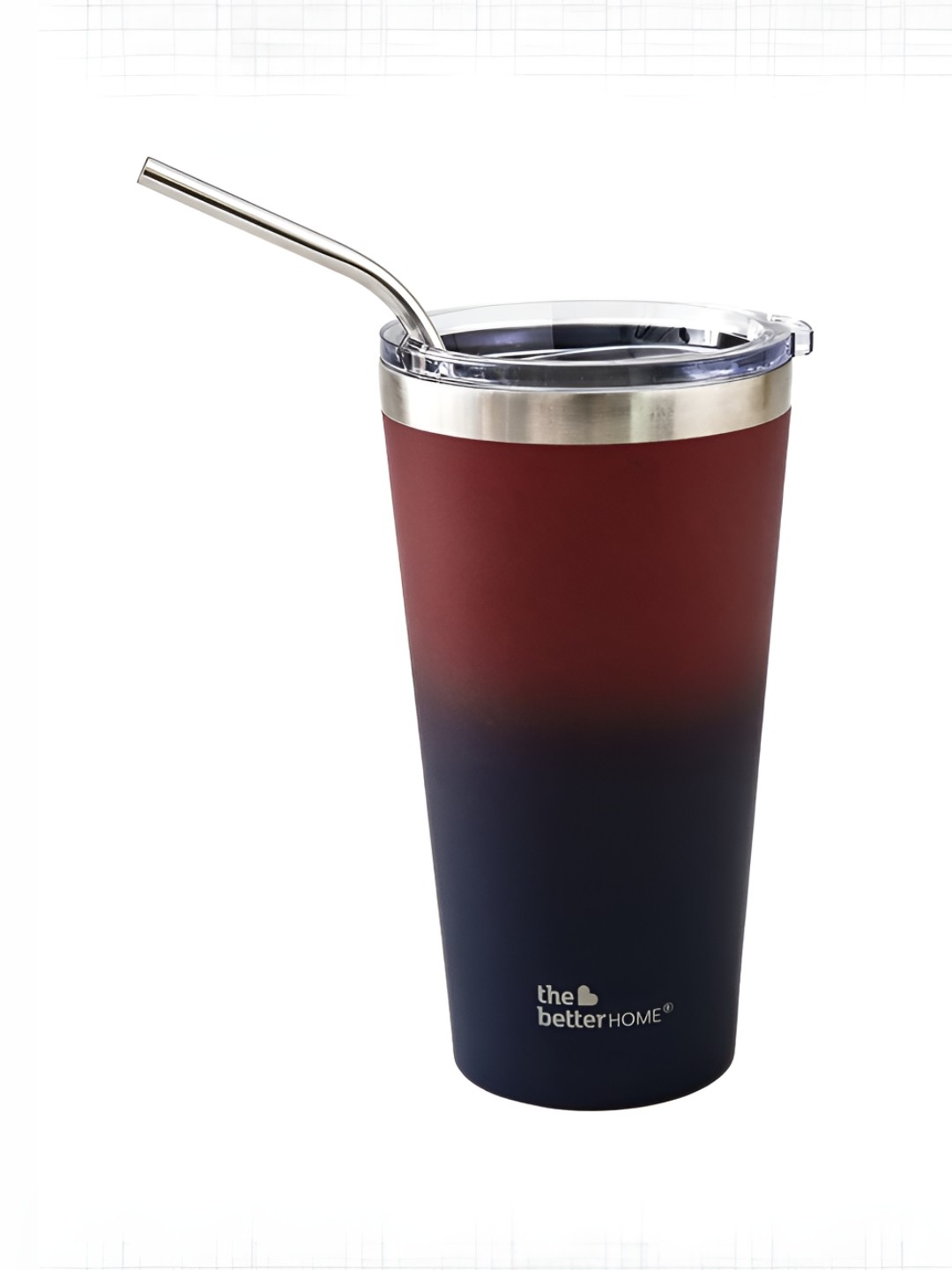 

The Better Home Maroon & Blue Stainless Steel Sipper Water Bottle With Straw & Lid 450 ml