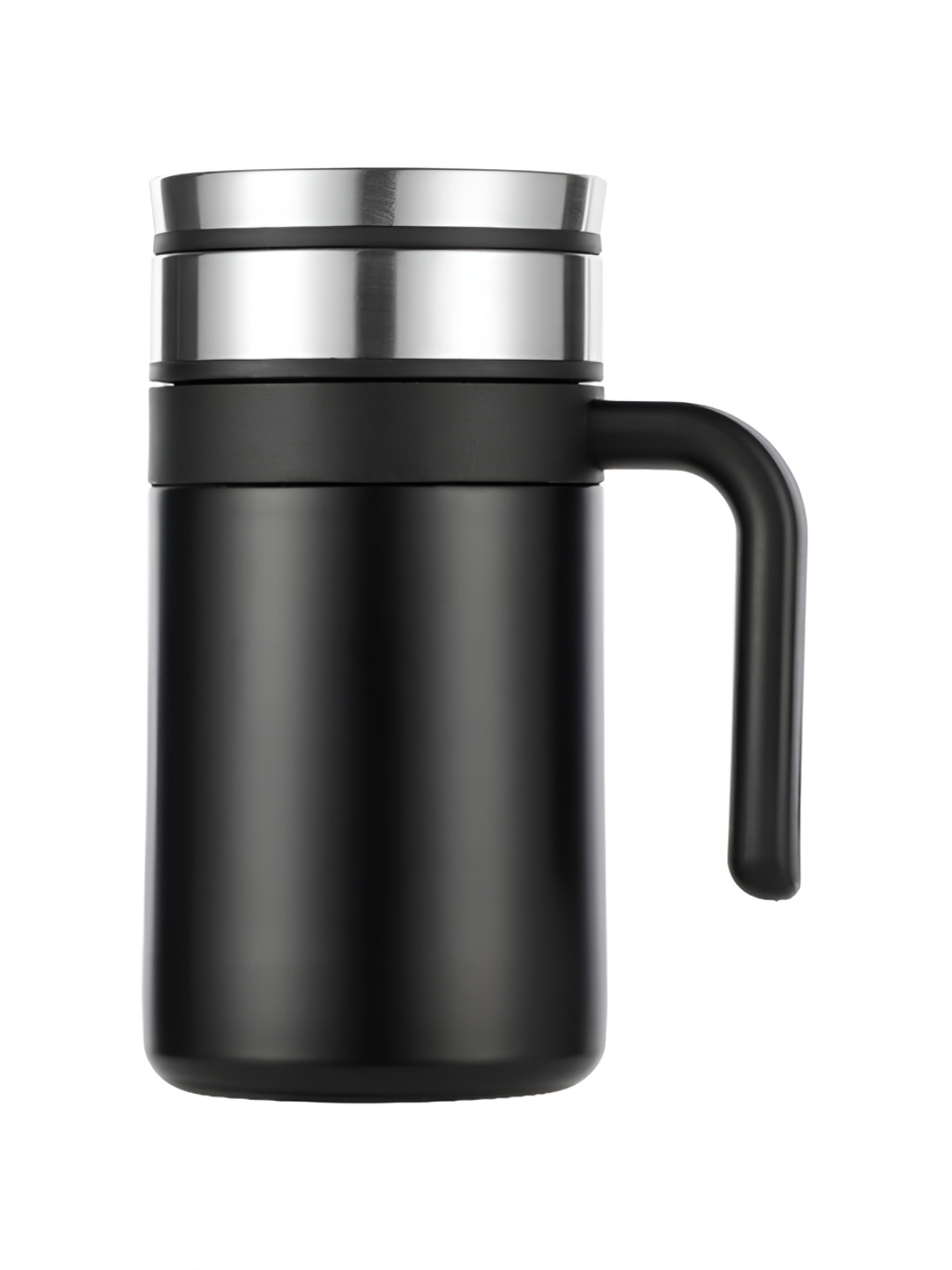 

USHA SHRIRAM Black Stainless Steel Coffee Mug with Lid 420 ml