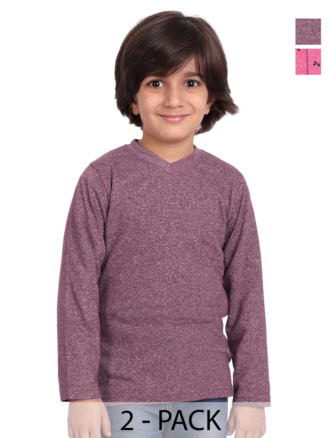 

BAESD Boys Pack Of 2 V-Neck Long Sleeves Cotton T-shirt, Purple