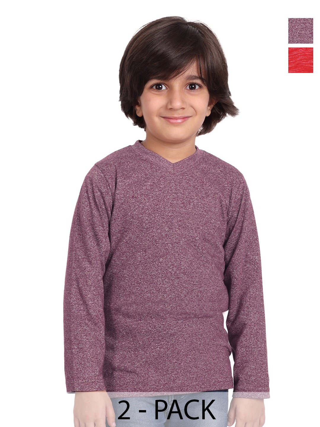

BAESD Boys Pack Of 2 Cotton V-Neck Raw Edge T-shirt, Brown