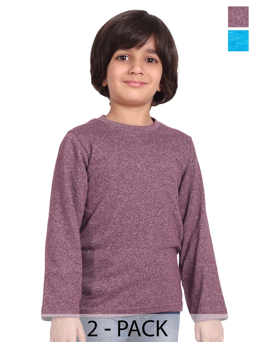

BAESD Boys Pack Of 2 Round Neck Long Sleeves Cotton T-shirt, Multi