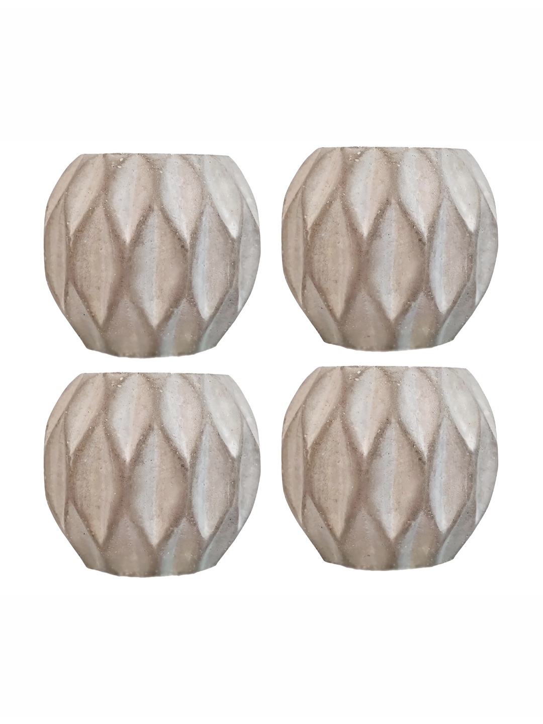 

Garden Deco Off White & Brown 4 Pieces Textured Planters