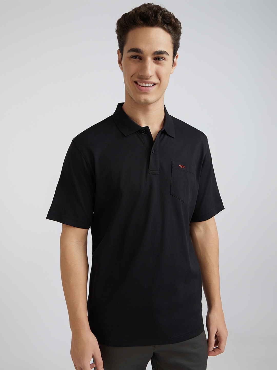 

ColorPlus Polo Collar Relaxed Fit Cotton T-shirt, Black