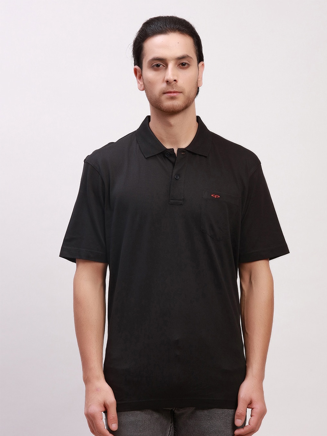 

ColorPlus Polo Collar Relaxed Fit Cotton T-shirt, Black