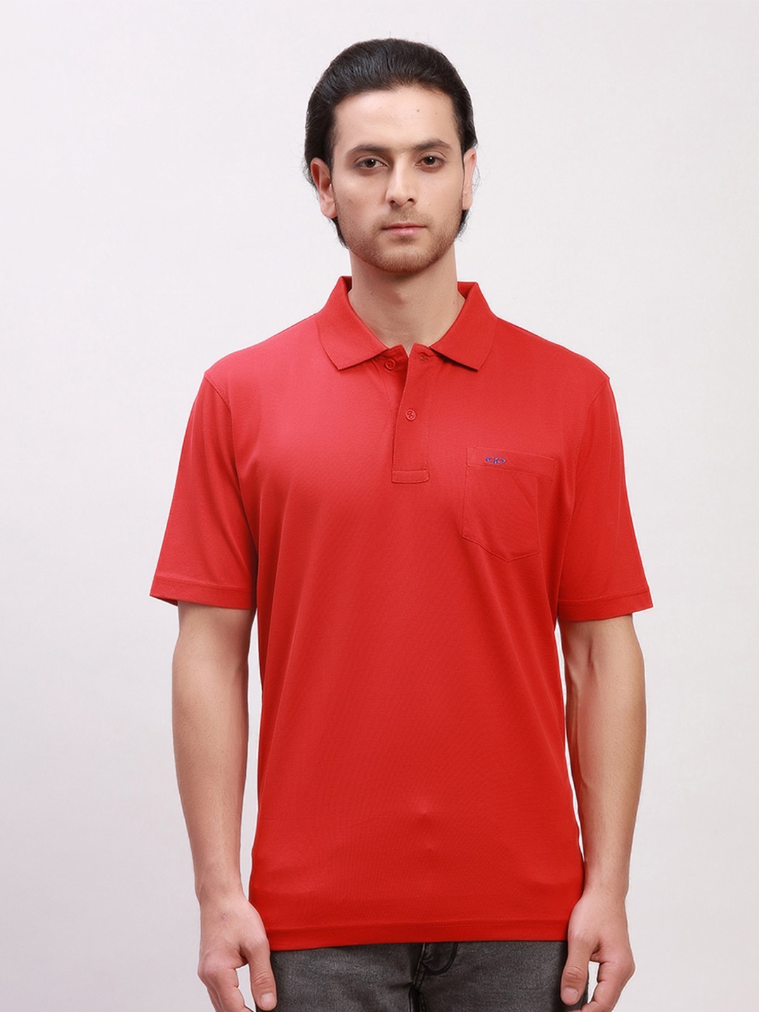 ColorPlus Polo Collar Relaxed Fit Cotton T-shirt, Red