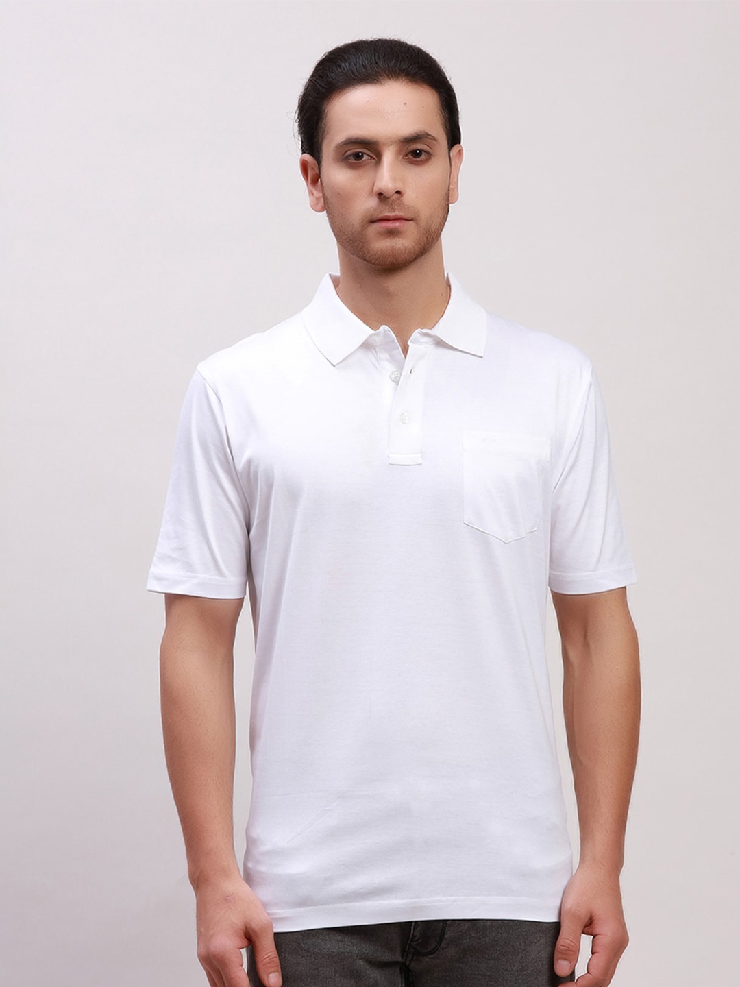ColorPlus Polo Collar Relaxed Fit Cotton T-shirt, White