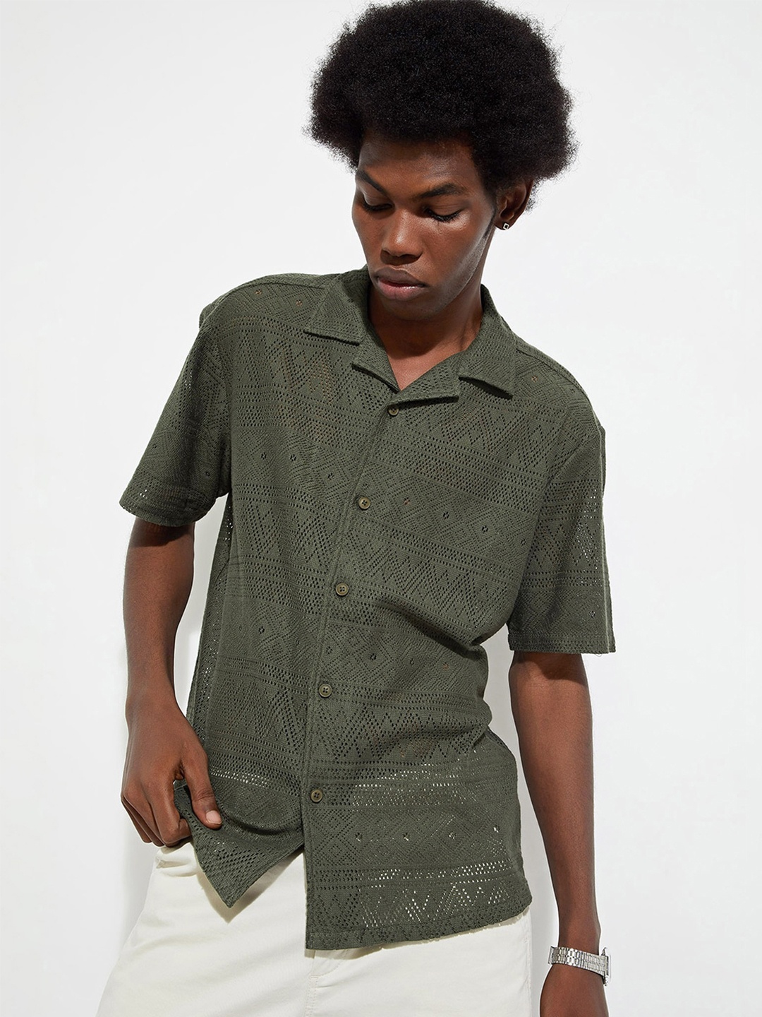 

max URB_N Men Standard Pure Cotton Casual Shirt, Olive