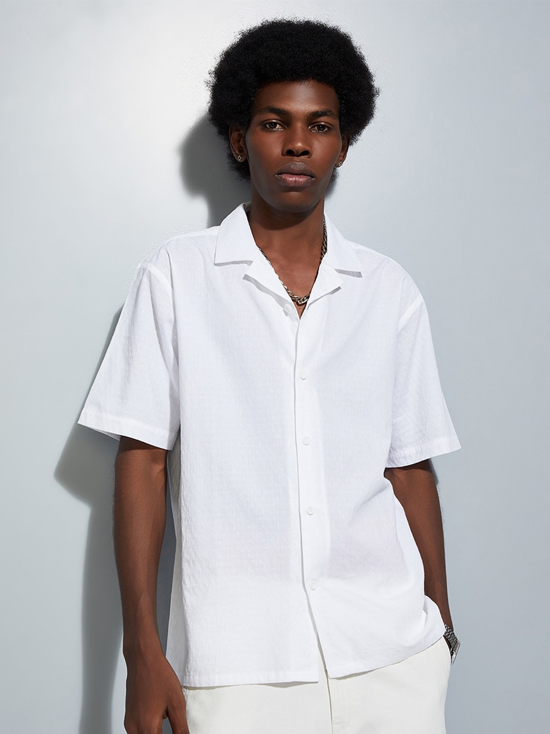 

max URB_N Standard Opaque Striped Cotton Casual Shirt, White