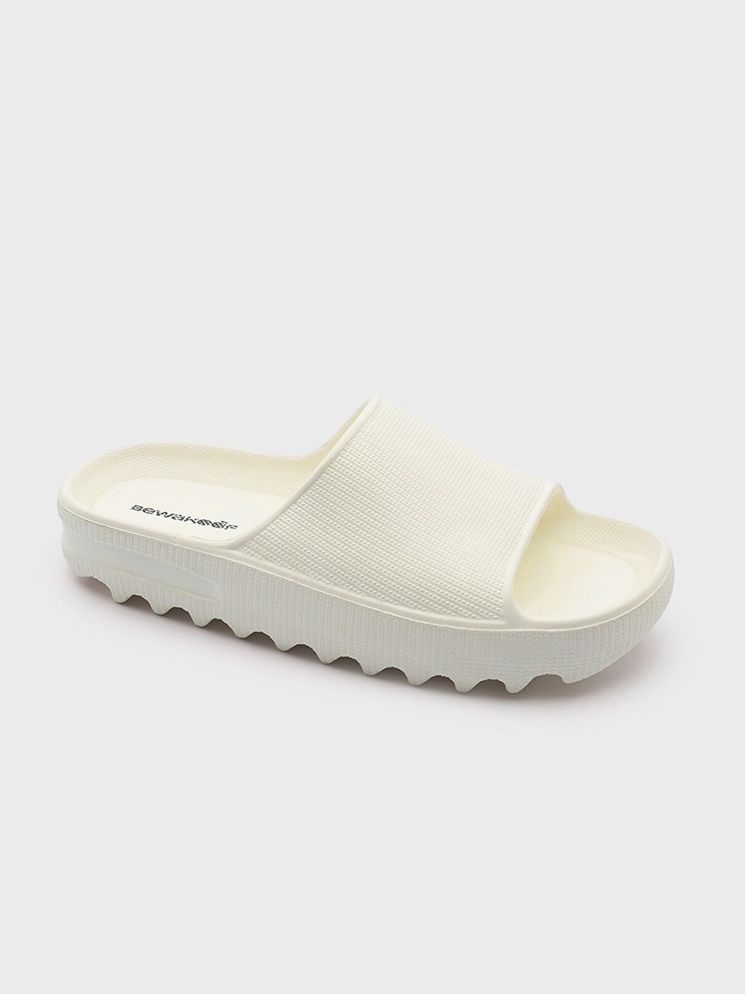 

Bewakoof Men Zig Zag Sliders, White