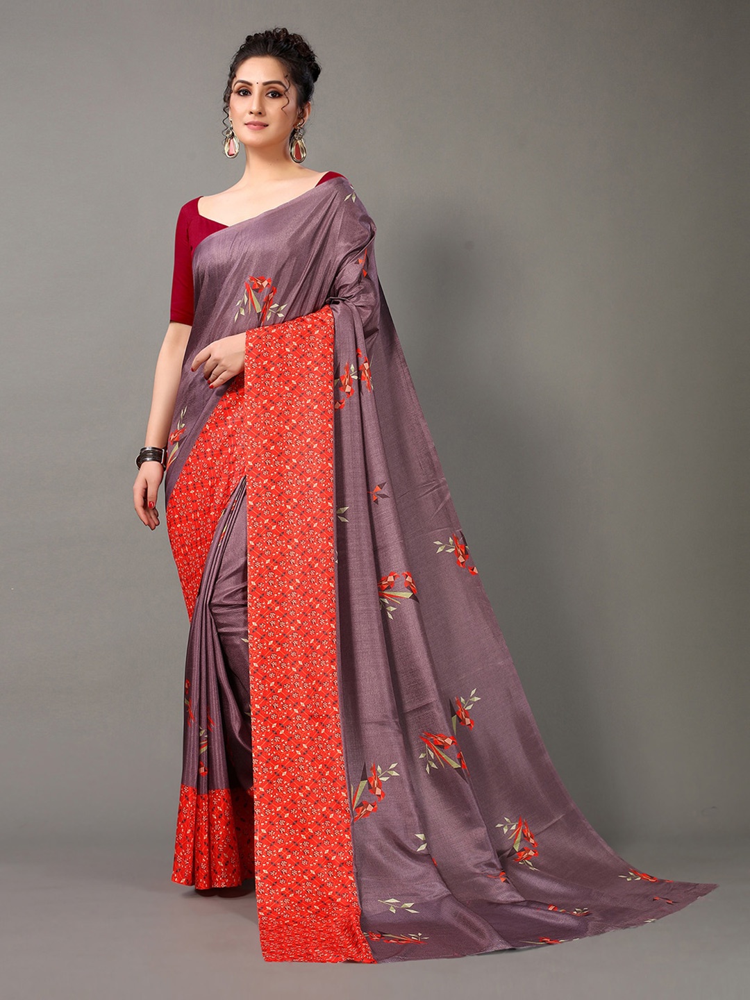 

KALINI Floral Printed Saree, Pink