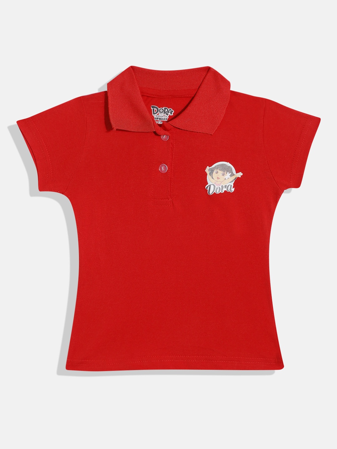 

Eteenz Girls Dora Polo Collar Premium Cotton T-shirt, Red