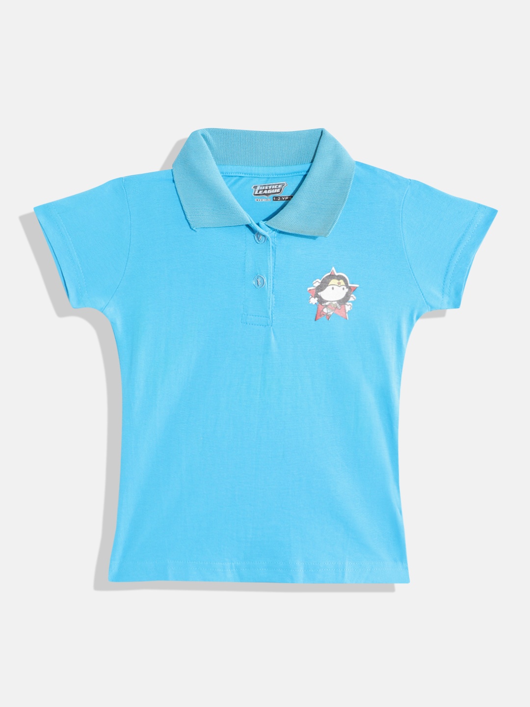 

Eteenz Girls Wonder Woman Polo Collar Premium Cotton T-shirt, Turquoise blue