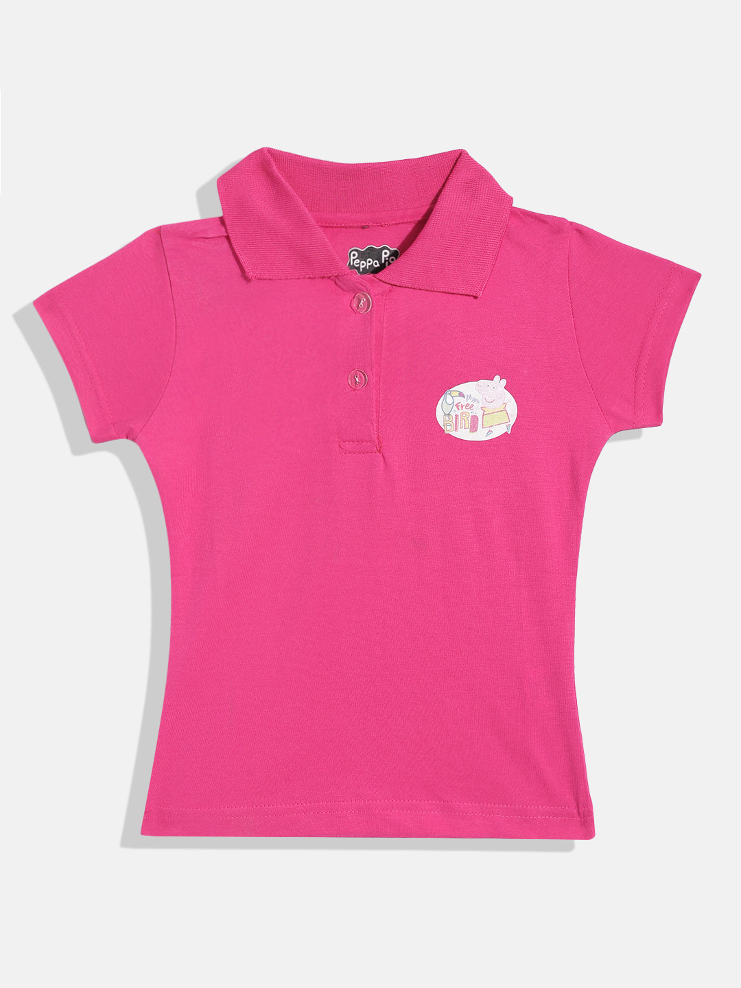 

Eteenz Girls Peppa Pig Polo Collar Premium Cotton T-shirt, Fuchsia