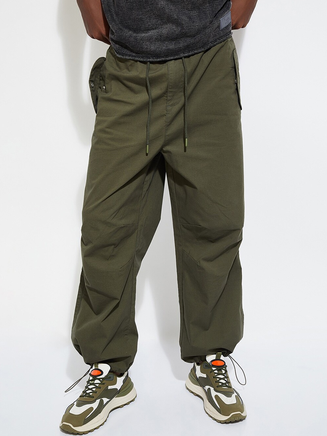 

max URB_N Men Slim Fit Cotton Joggers Trousers, Green