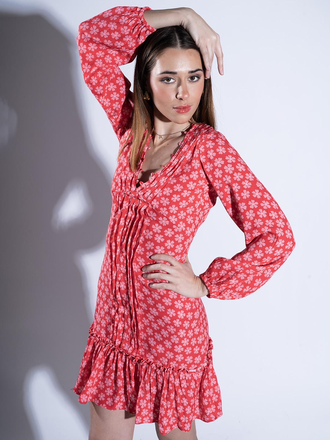 

Stylecast X Hersheinbox Floral Drop-Waist Mini Dress, Red