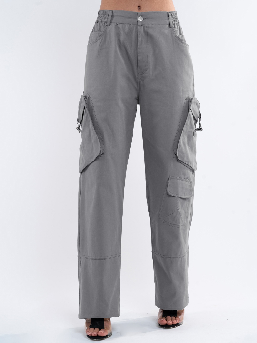 

Stylecast X Hersheinbox Women High-Rise Cotton Cargos, Grey