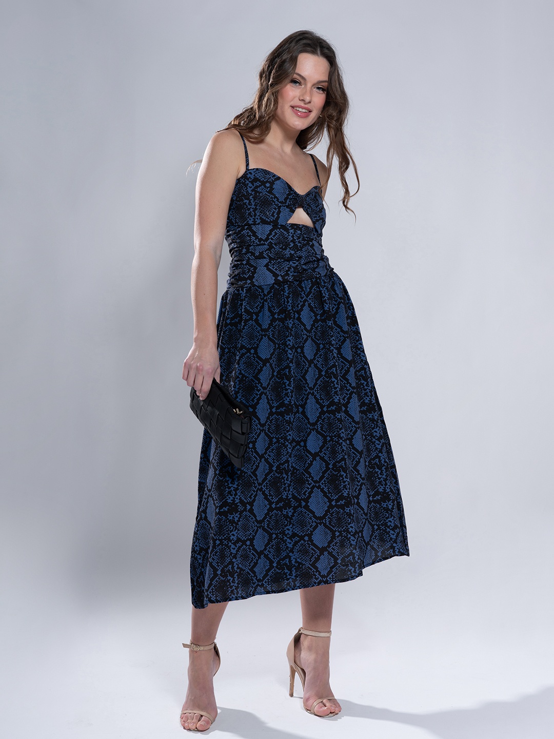 

Stylecast X Hersheinbox Animal Print A-Line Midi Dress, Blue