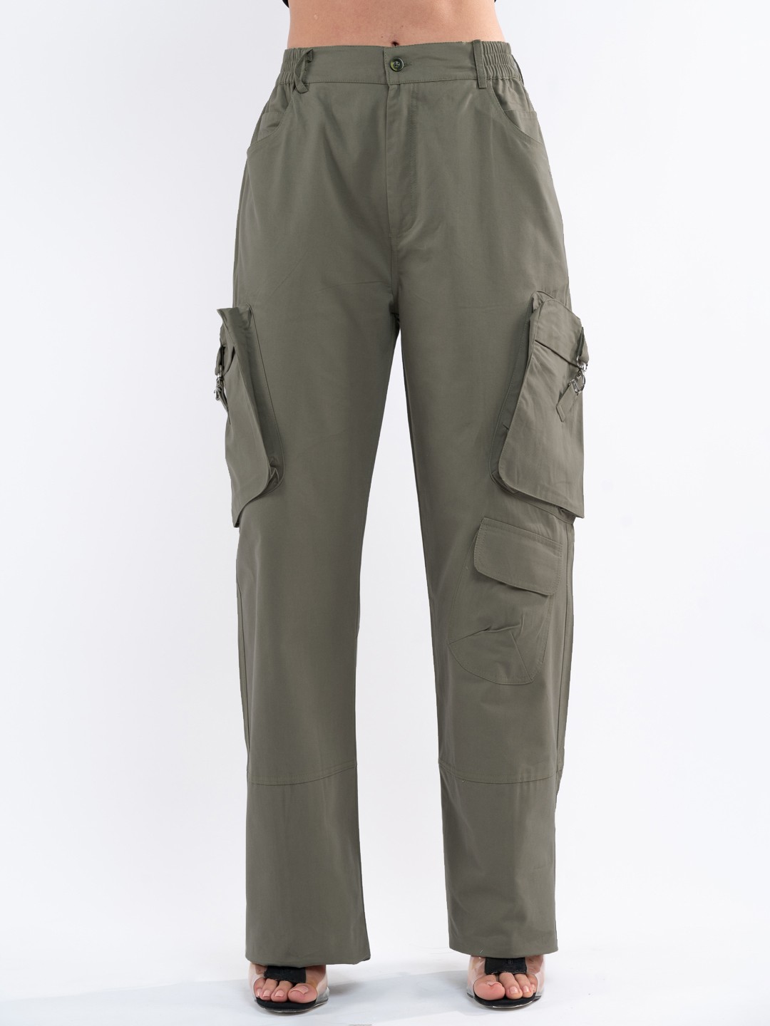 

Stylecast X Hersheinbox Women High-Rise Cotton Cargos, Grey