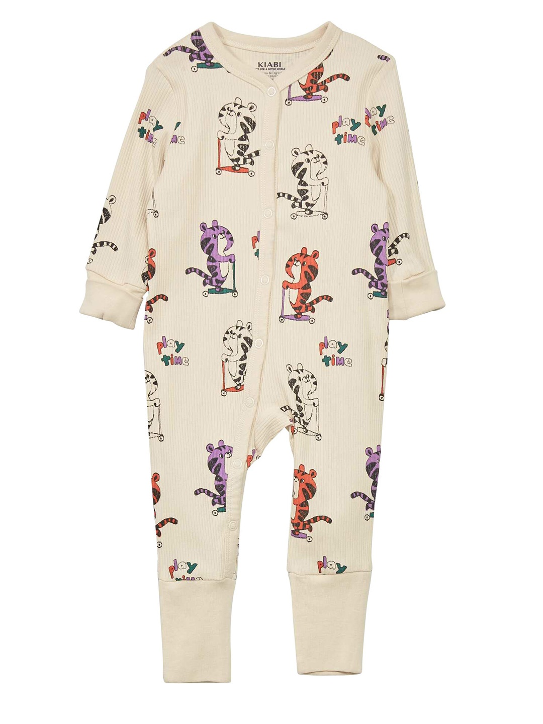 

KIABI Infants Conversational Printed Rompers, Beige