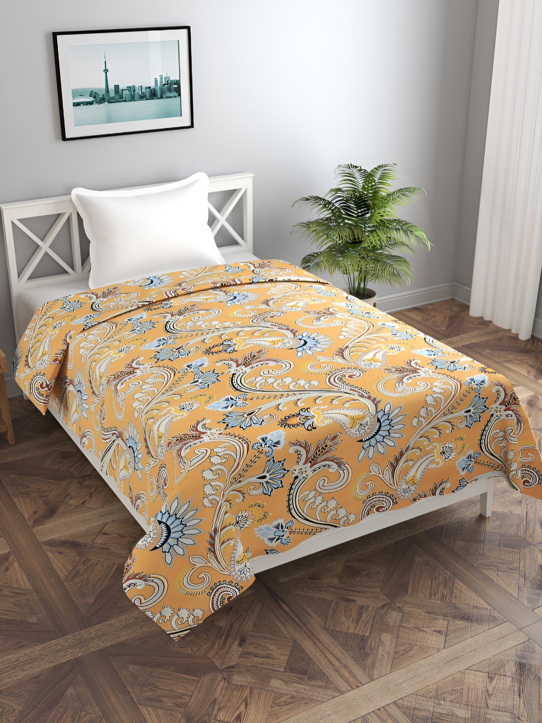 

MORADO Mustard Printed Single Duvet Cover