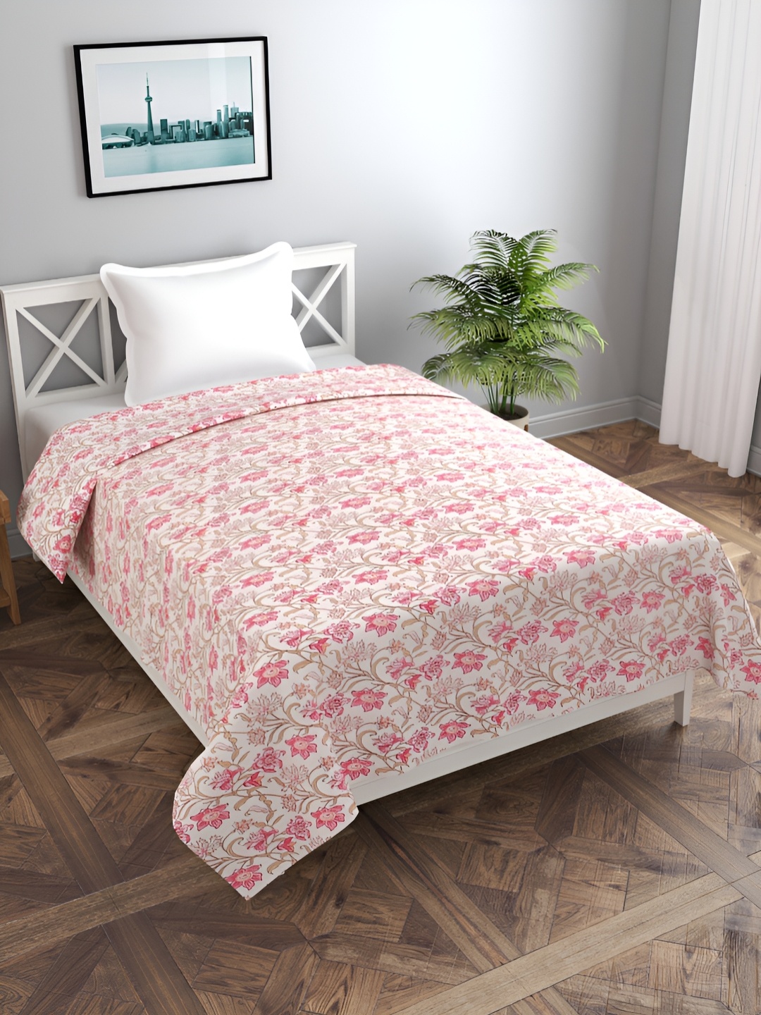 

MORADO Pink & Brown Printed Single Duvet Cover