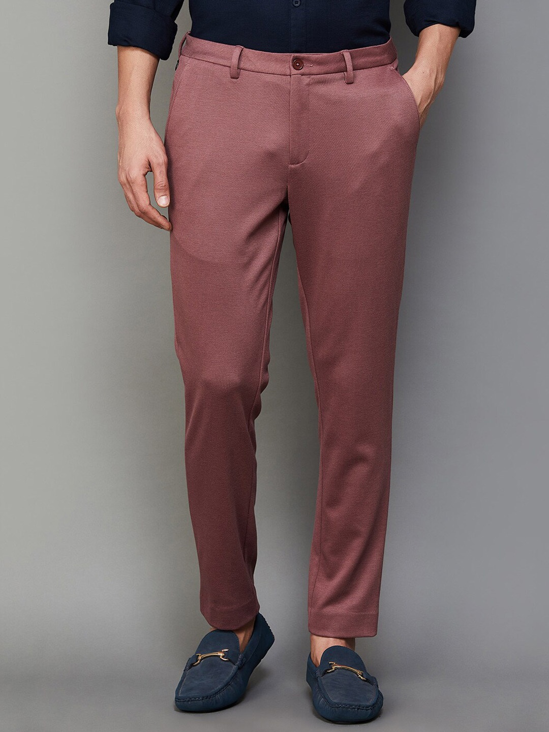 

CODE by Lifestyle Men Tapered Fit Formal Trousers, Pink