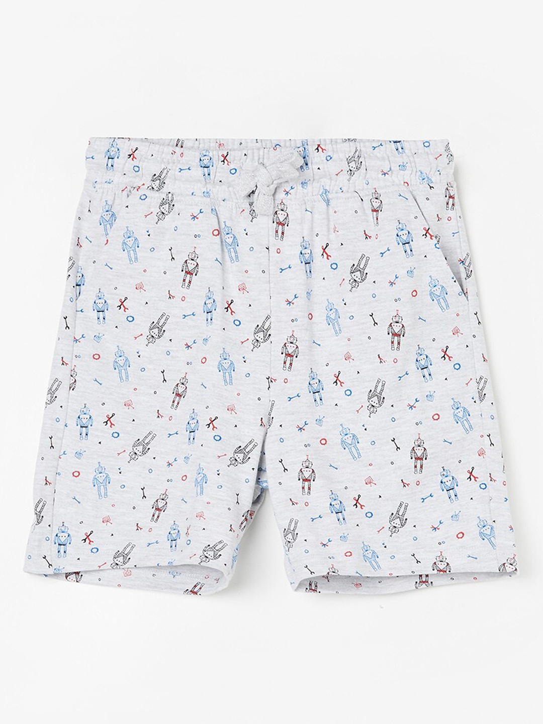 

Fame Forever by Lifestyle Boys Conversational Printed Cotton Shorts, Grey melange