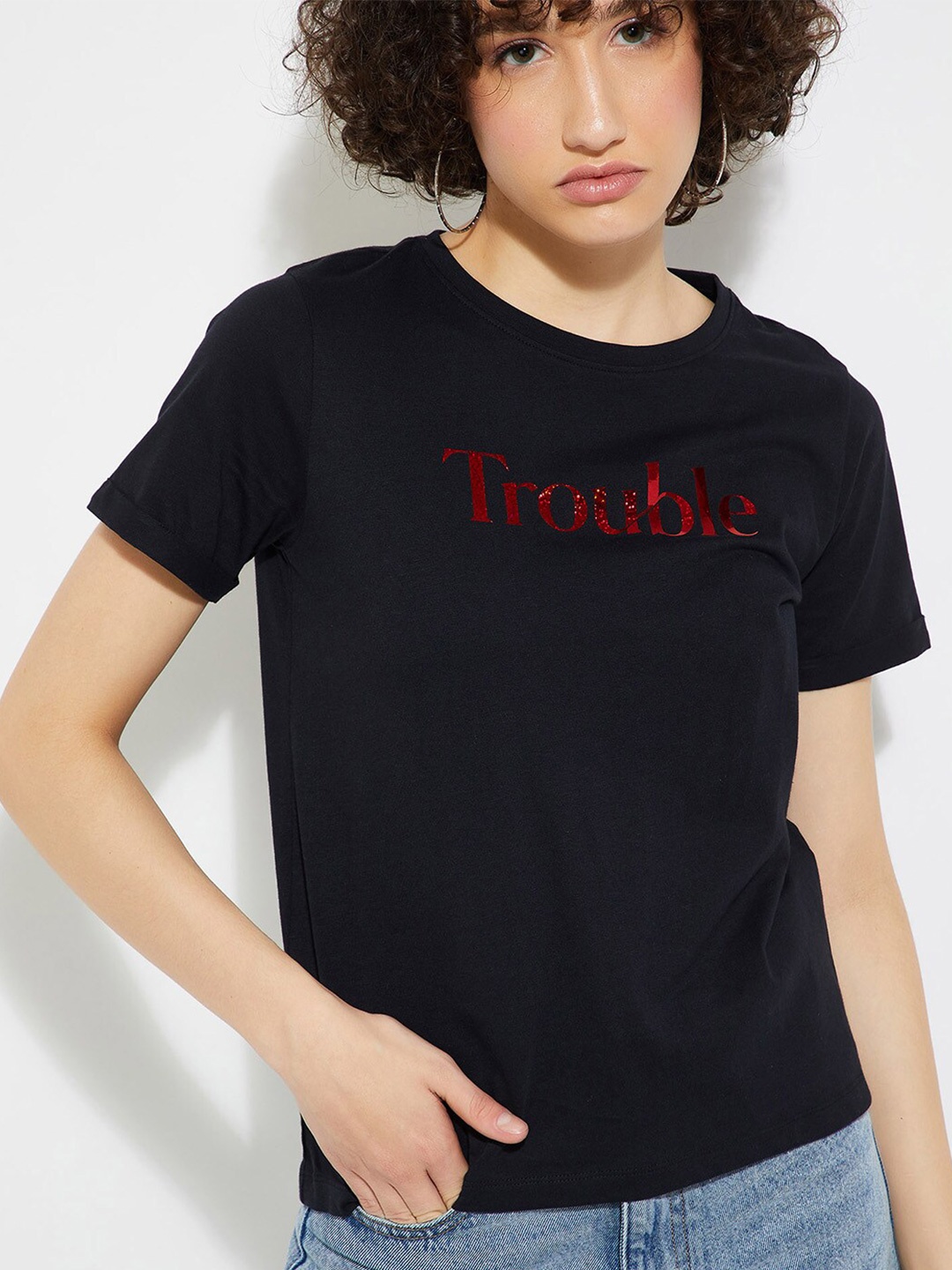 

max URB_N Shimmery Printed T-shirt, Black