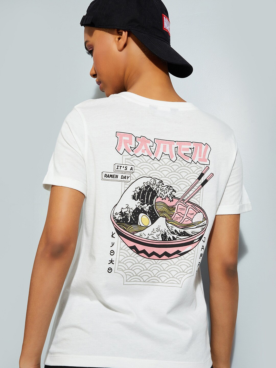 

max URB_N Graphic Printed Round Neck Pure Cotton T-shirt, Off white