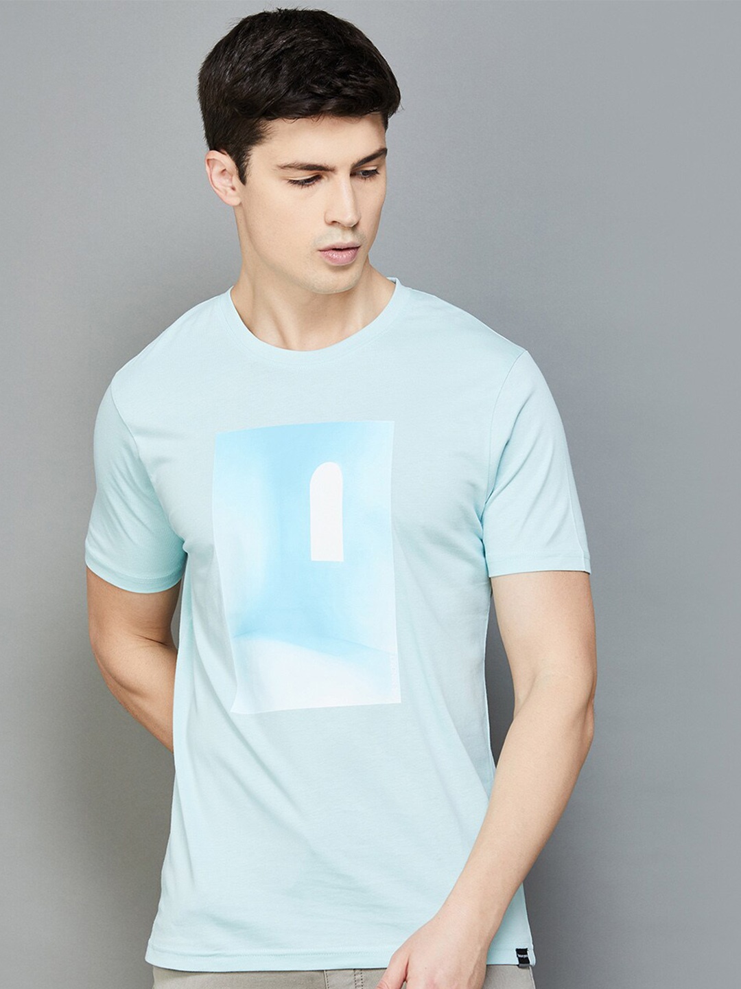 

Bossini Round Neck Graphic Printed Cotton Tshirt, Blue