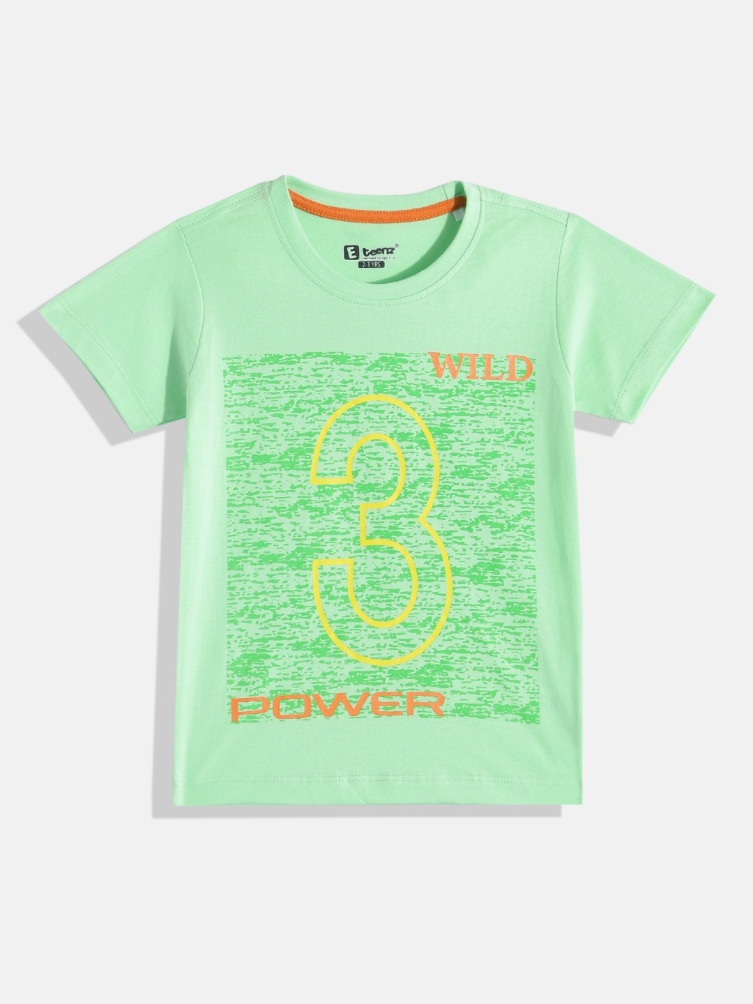 

Eteenz Boys Typography Printed Cotton T-shirt, Green