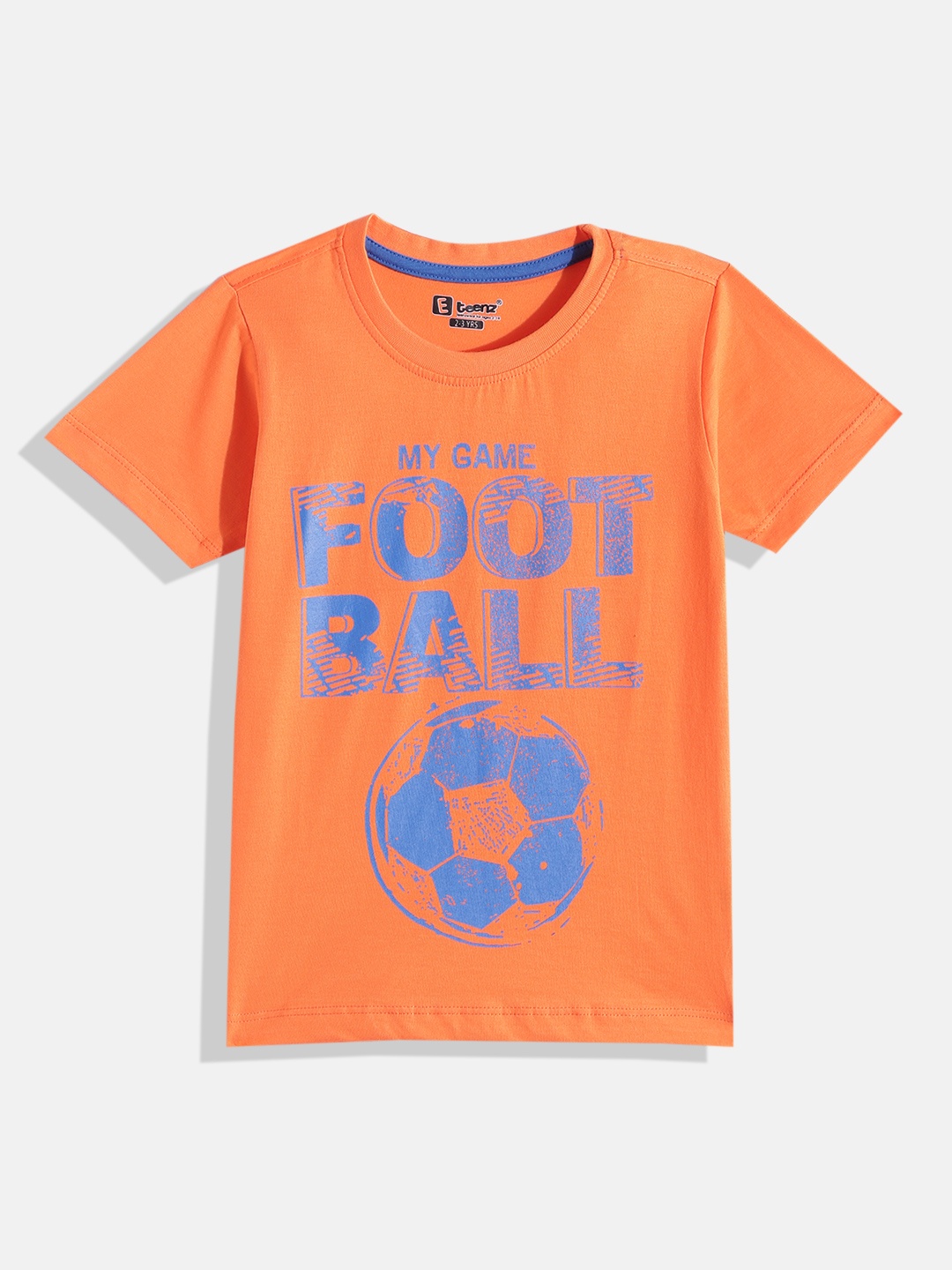 

Eteenz Boys Typography Printed Cotton T-shirt, Orange