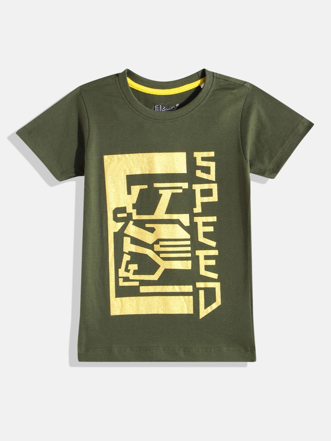 

Eteenz Boys Typography Printed Cotton T-shirt, Olive
