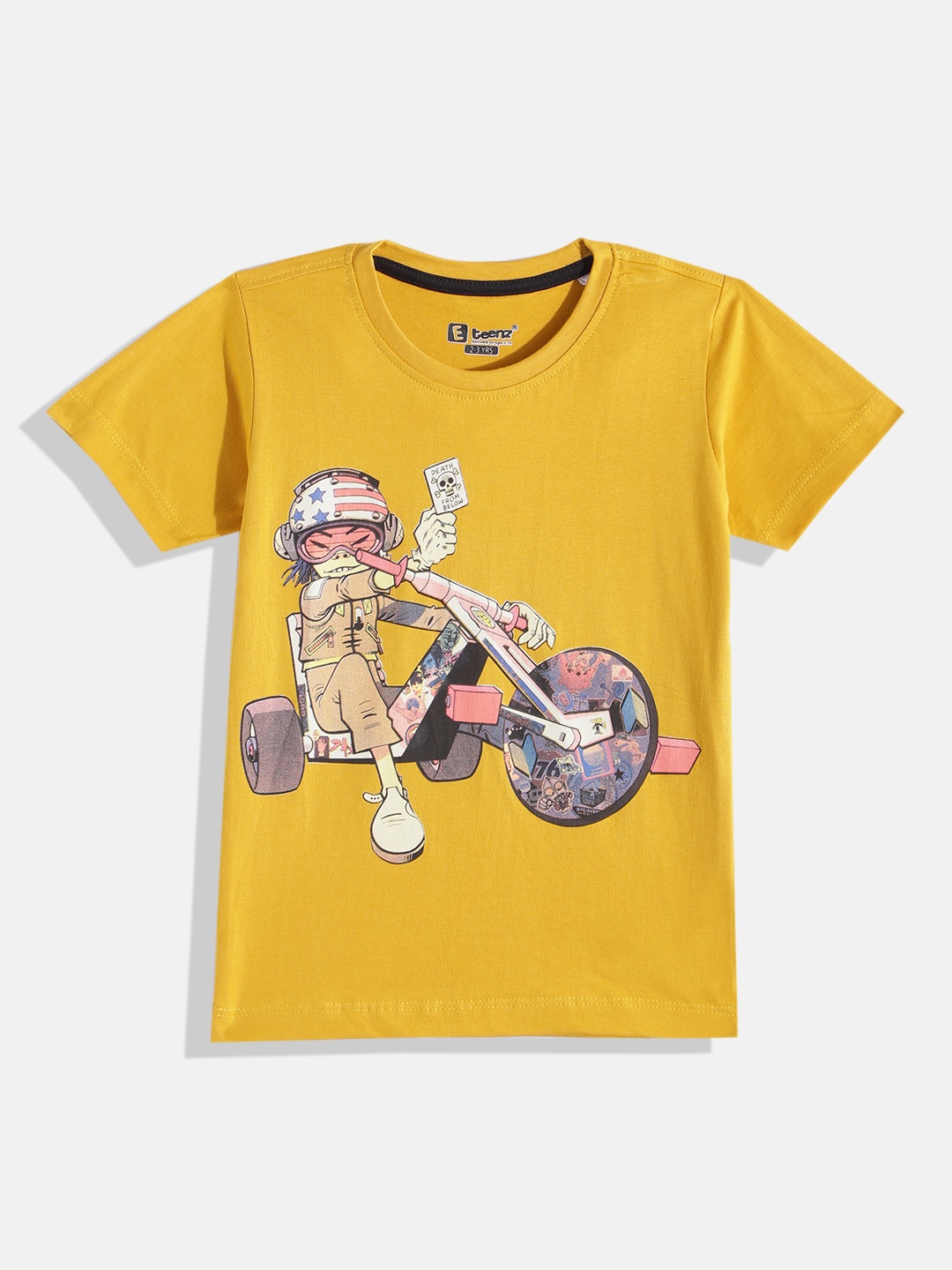 

Eteenz Boys Graphic Printed Cotton T-shirt, Mustard