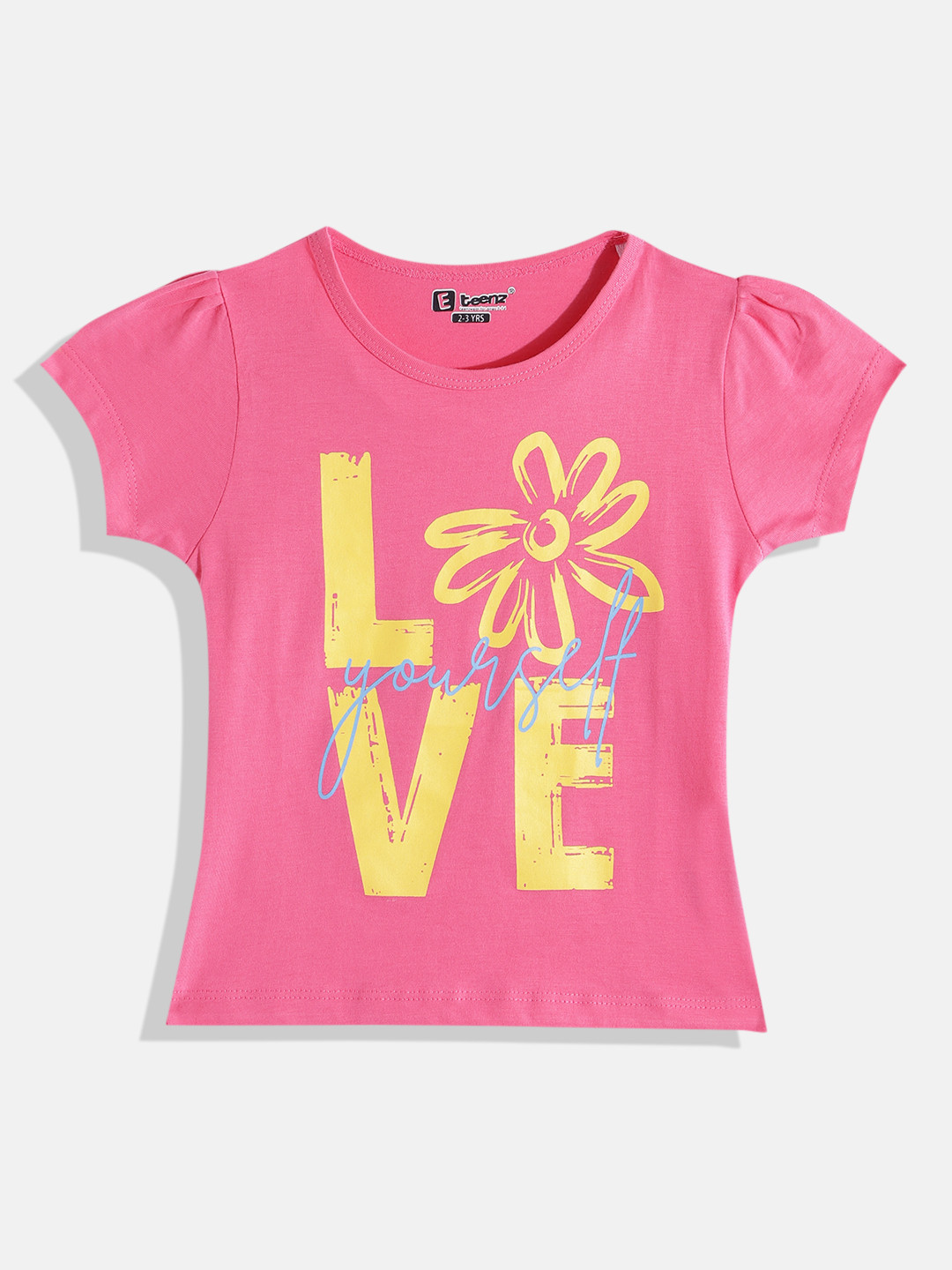 

Eteenz Girls Typography Printed Premium Cotton T-shirt, Pink