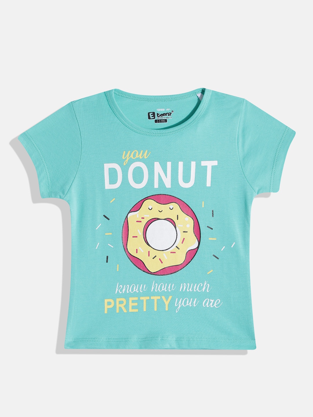 

Eteenz Girls Premium Cotton Typography Printed T-shirt, Green