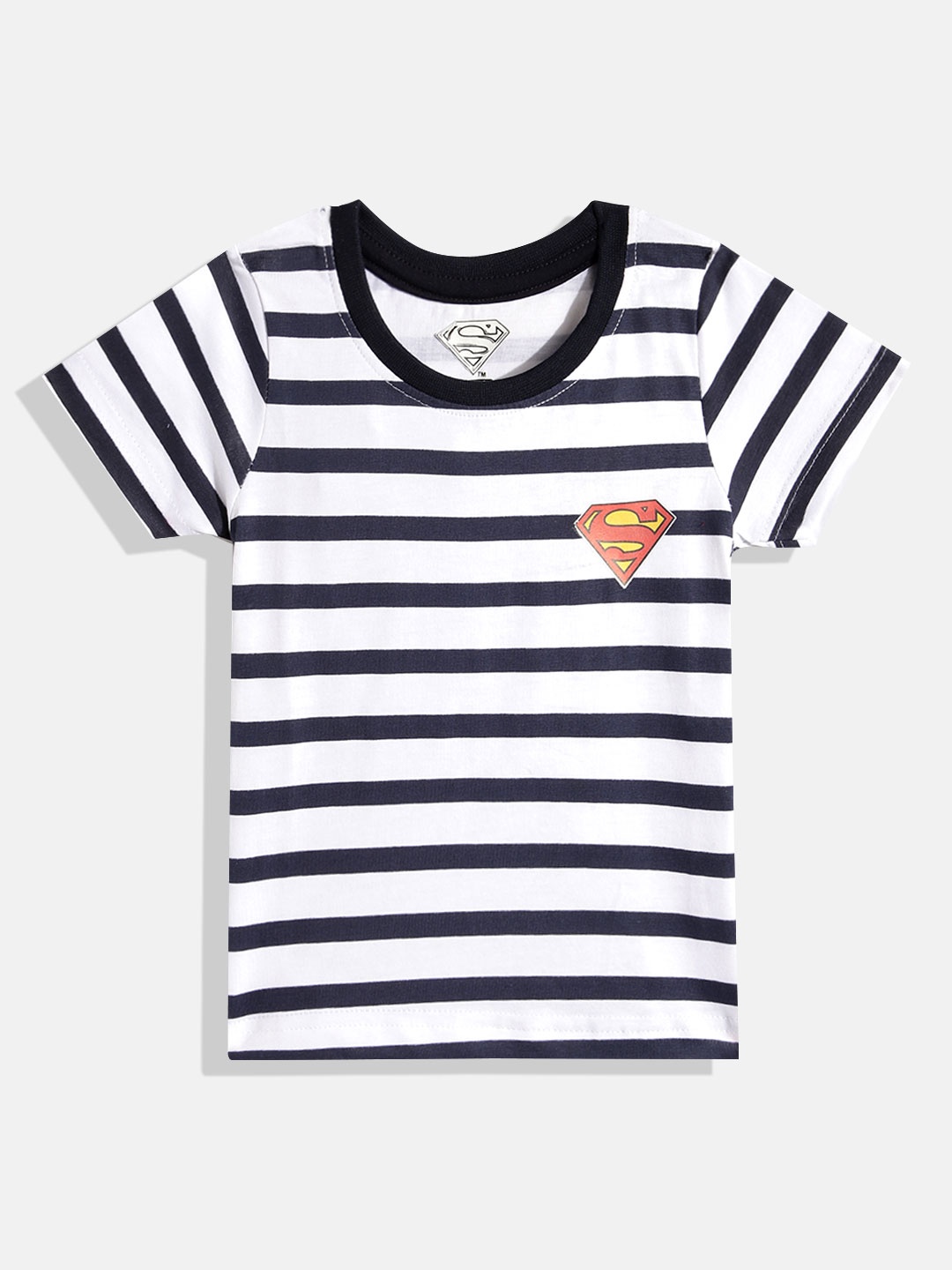 

Eteenz Boys Premium Cotton Striped Superman Print Detail T-shirt, Black