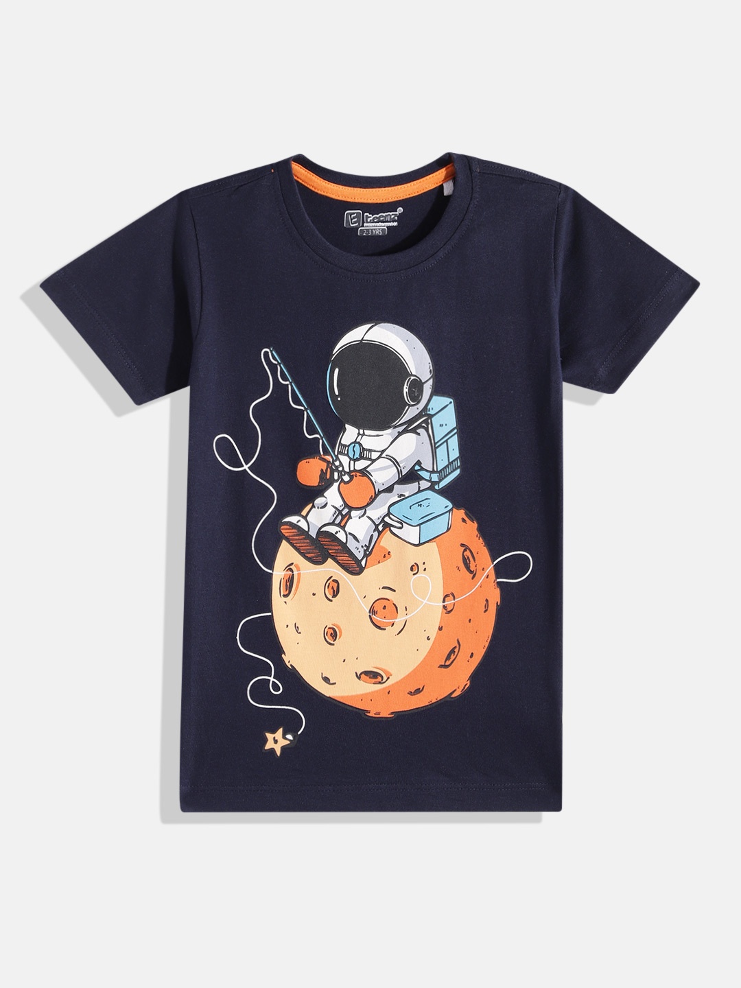 

Eteenz Boys Printed Premium Cotton T-shirt, Navy blue
