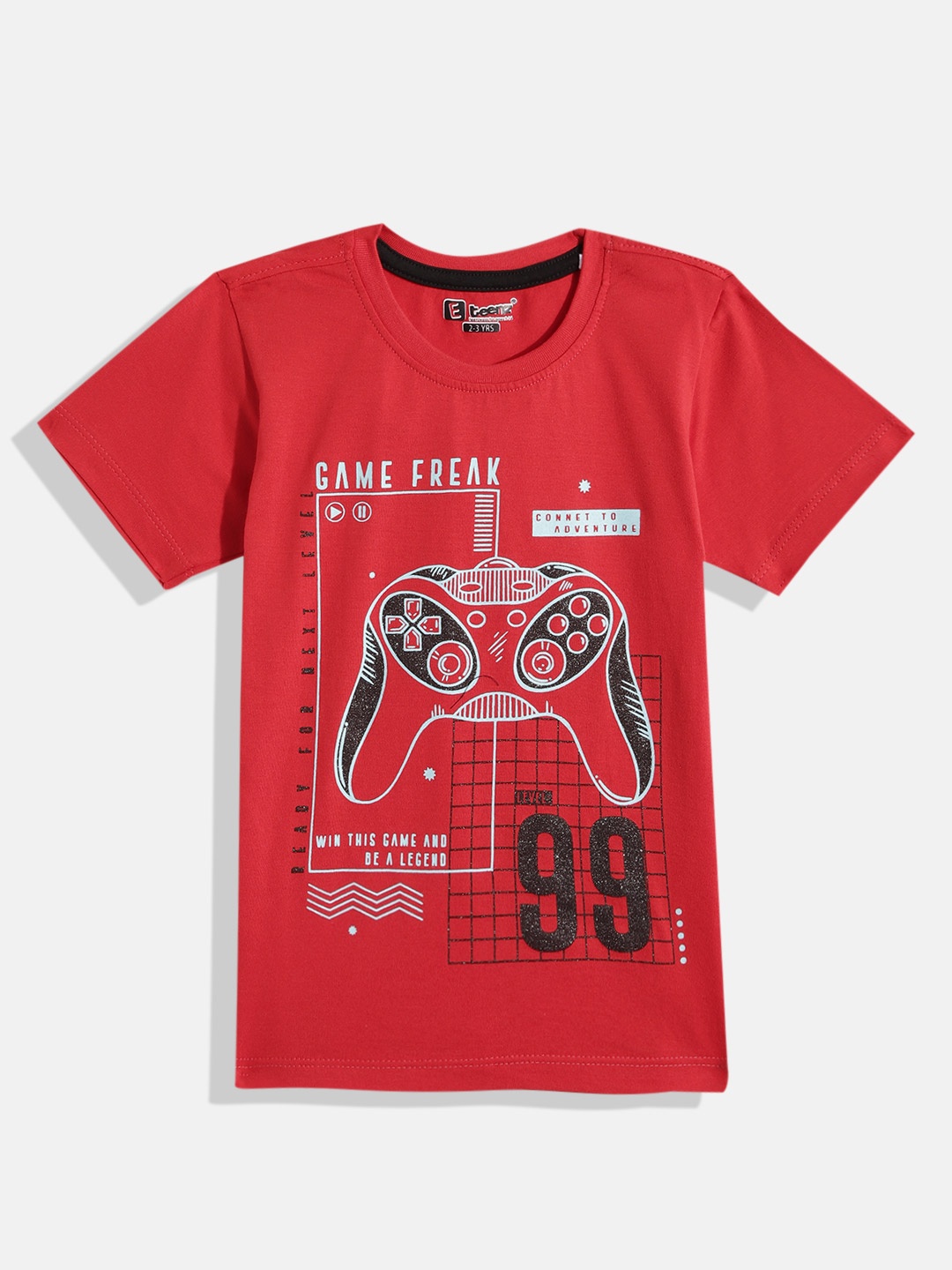 

Eteenz Boys Premium Cotton Graphic Printed T-shirt, Red