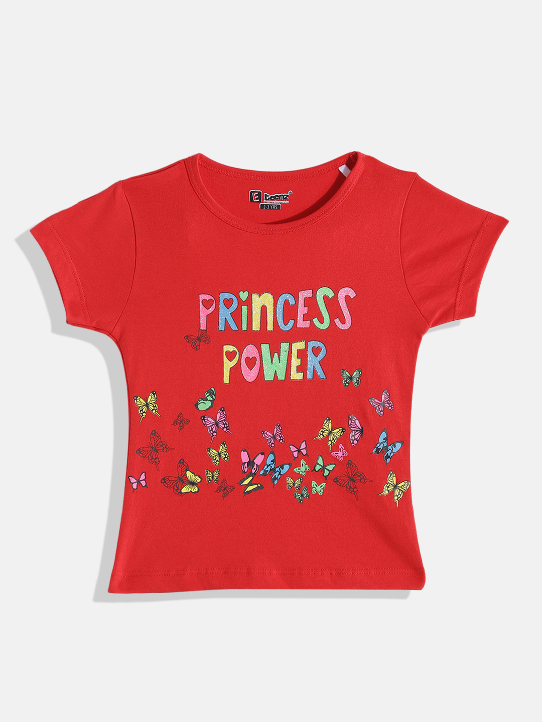 

Eteenz Girls Printed Premium Cotton Top, Red