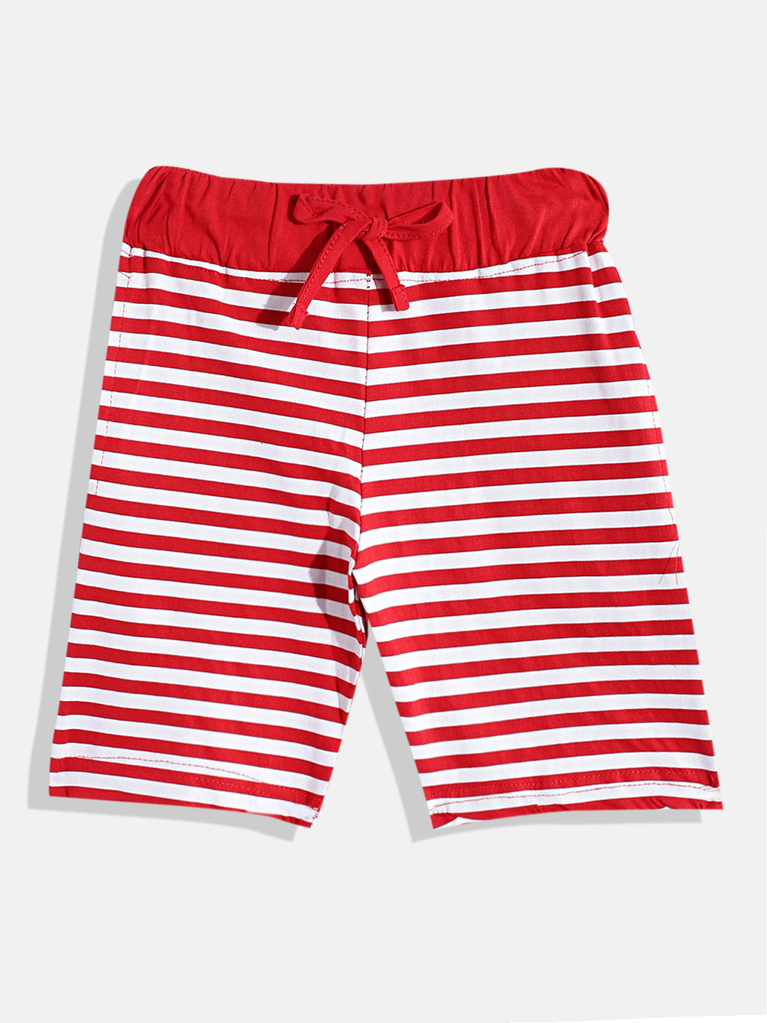 

Eteenz Boys Premium Cotton Striped Printed Regular Shorts, Red
