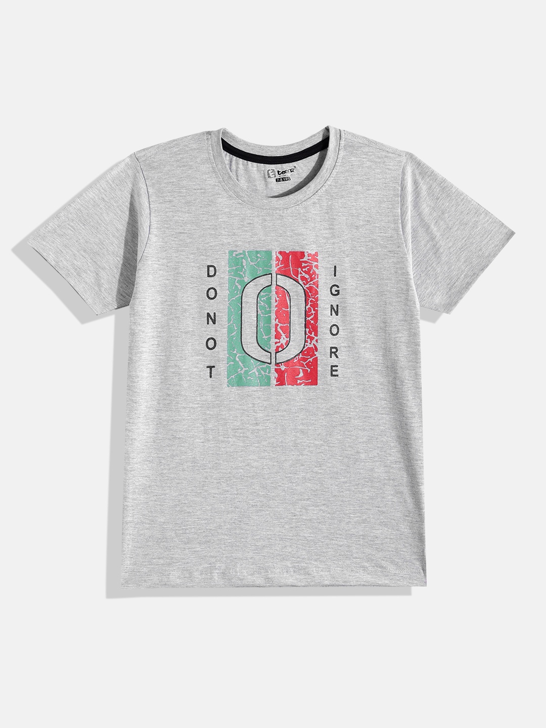 

Eteenz Boys Typography Printed T-shirt, Grey melange