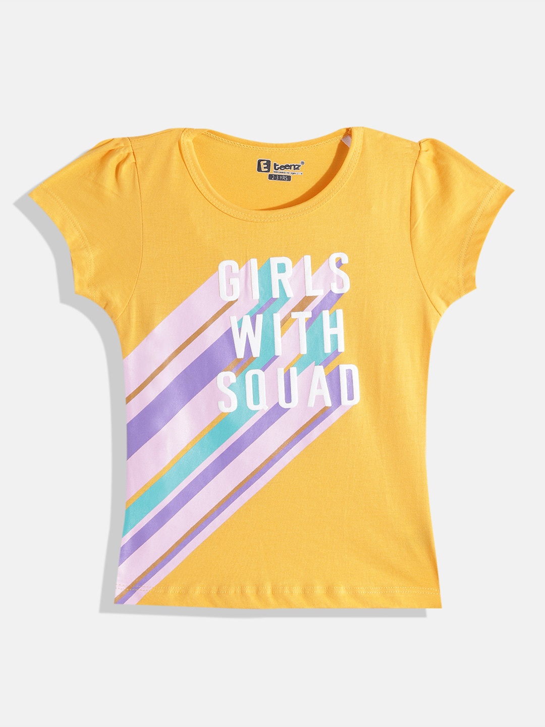 

Eteenz Girls Printed Puff Sleeve Premium Cotton Top, Yellow