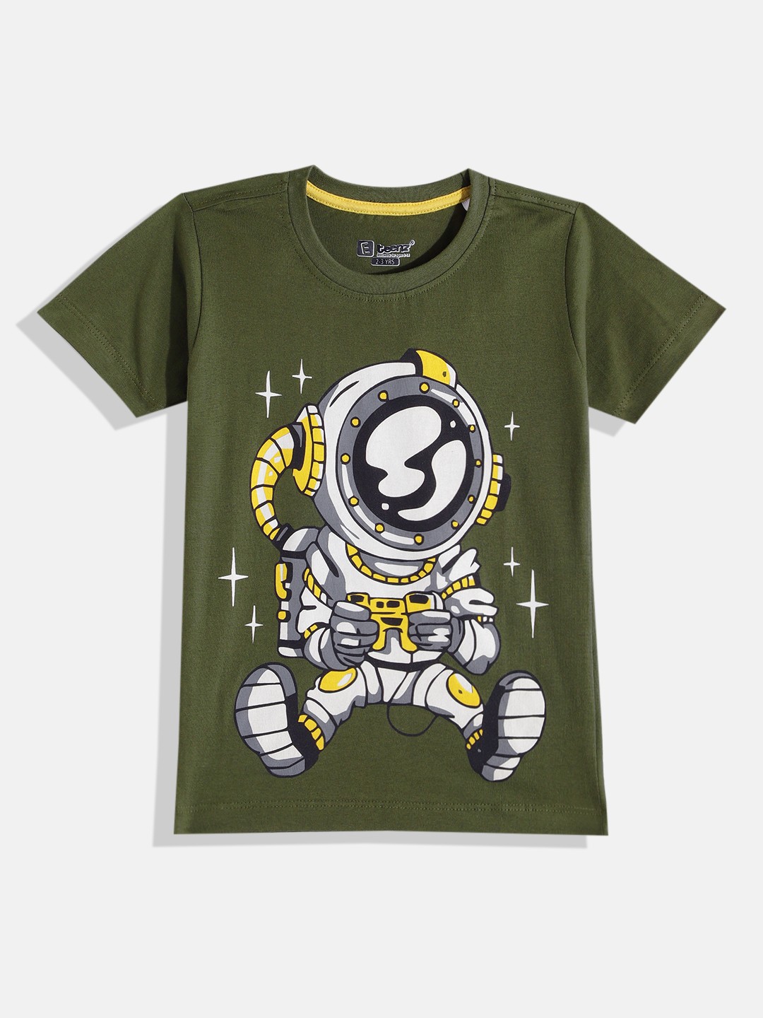 

Eteenz Boys Graphic Printed Cotton T-shirt, Olive