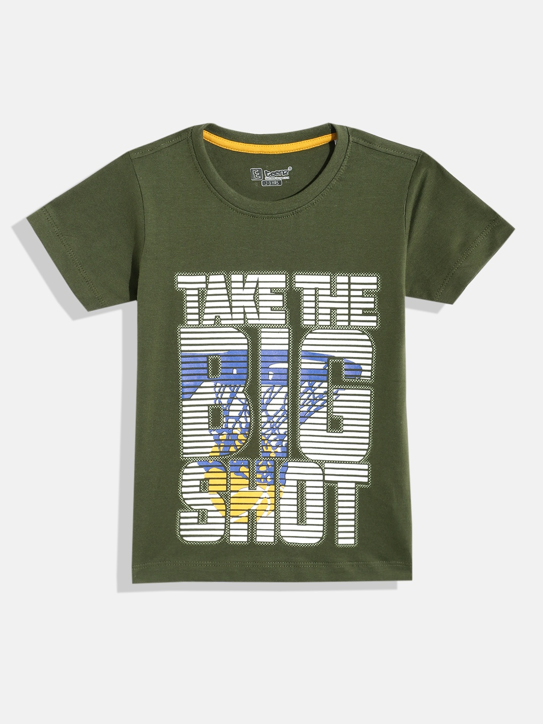 

Eteenz Boys Typography Printed Premium Cotton T-shirt, Olive